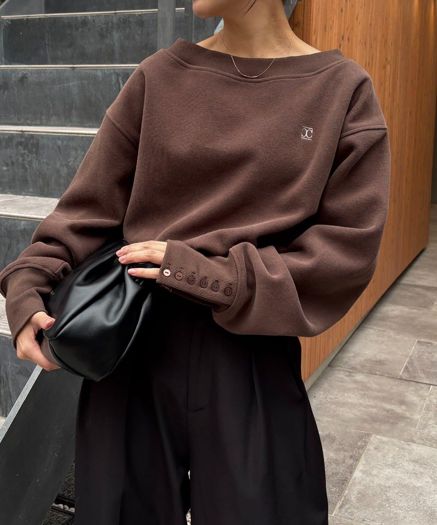 1點裝飾粘合衛衣