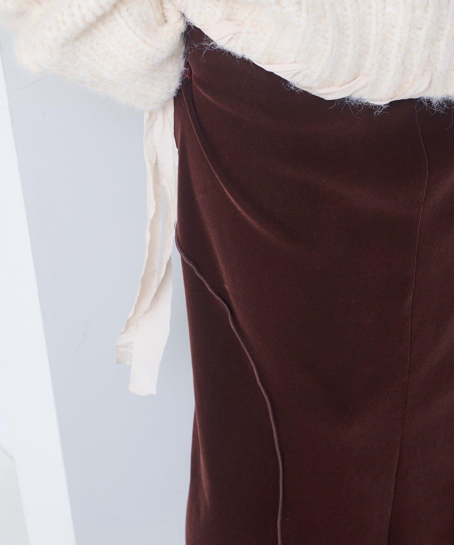 【2尺碼可選/小個子尺碼】天鵝絨荷葉邊半身裙