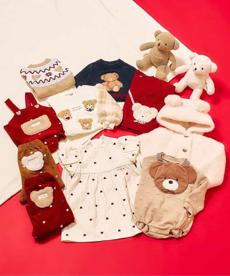 tiny bear 袖部羊羔絨格紋衛衣