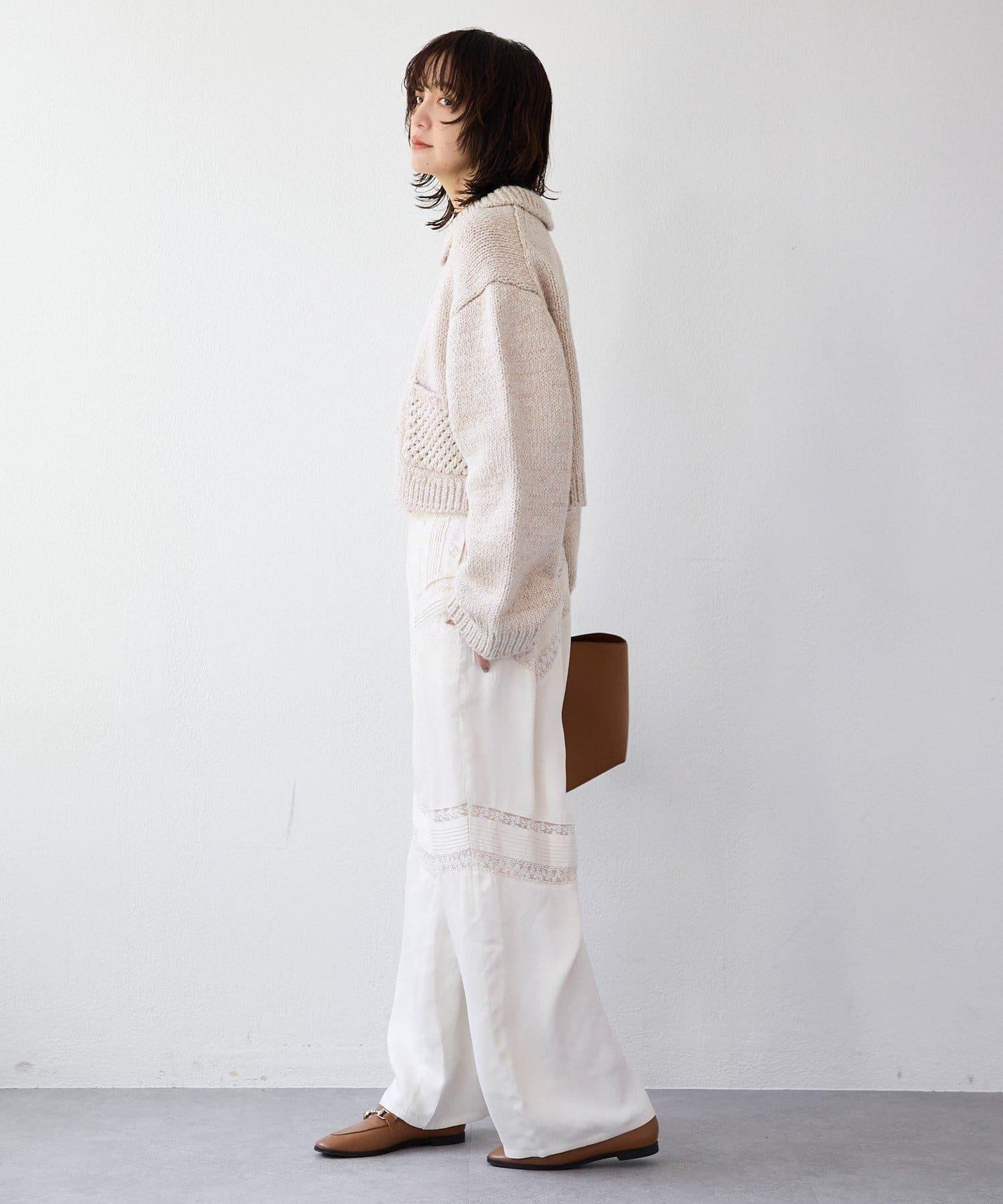 【à Nice (ア ・ニース)】褶飾蕾絲長褲