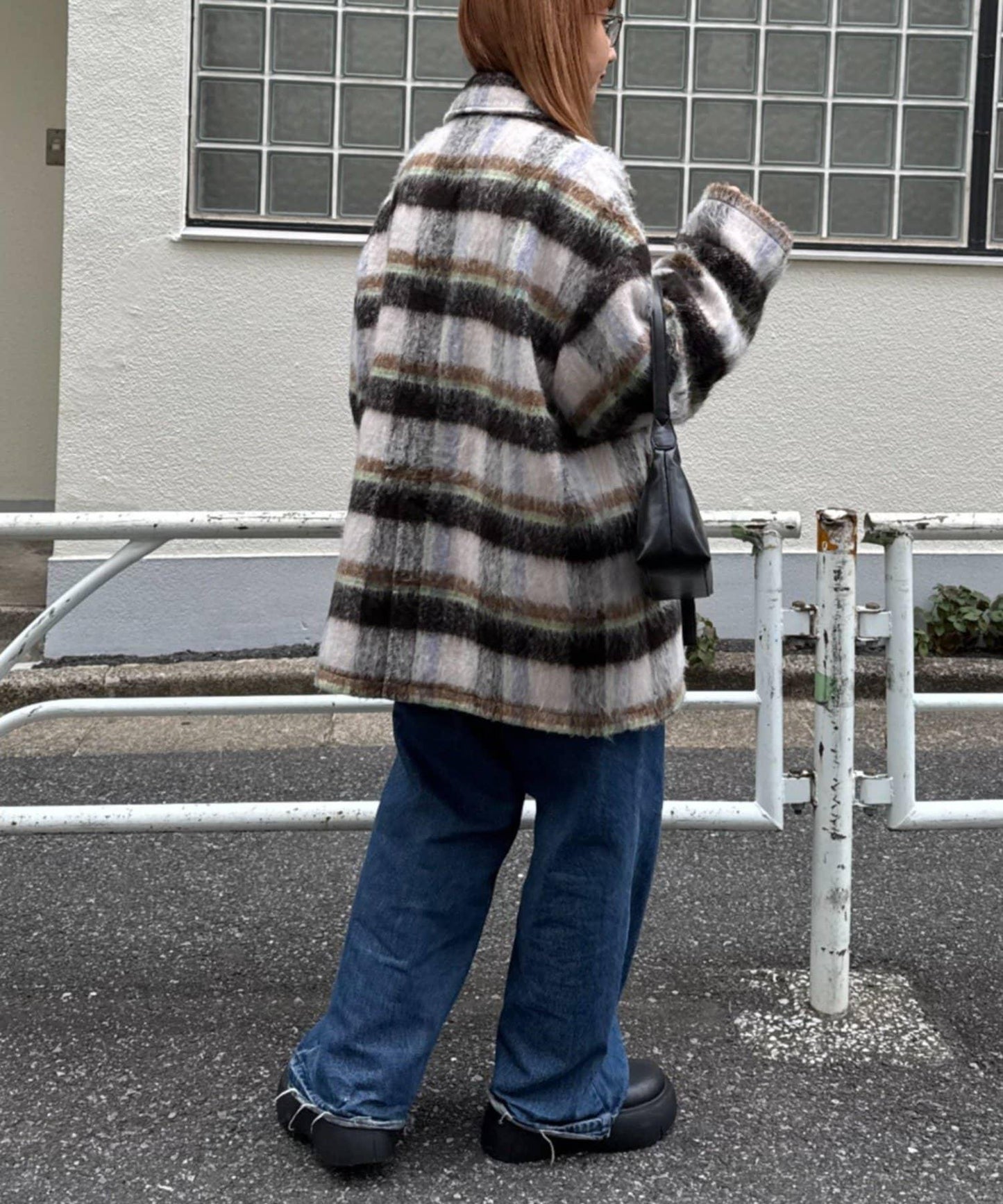 ★【HELLO.SANFRANCISCO/ハローサンフランシスコ】格紋長毛呢大衣