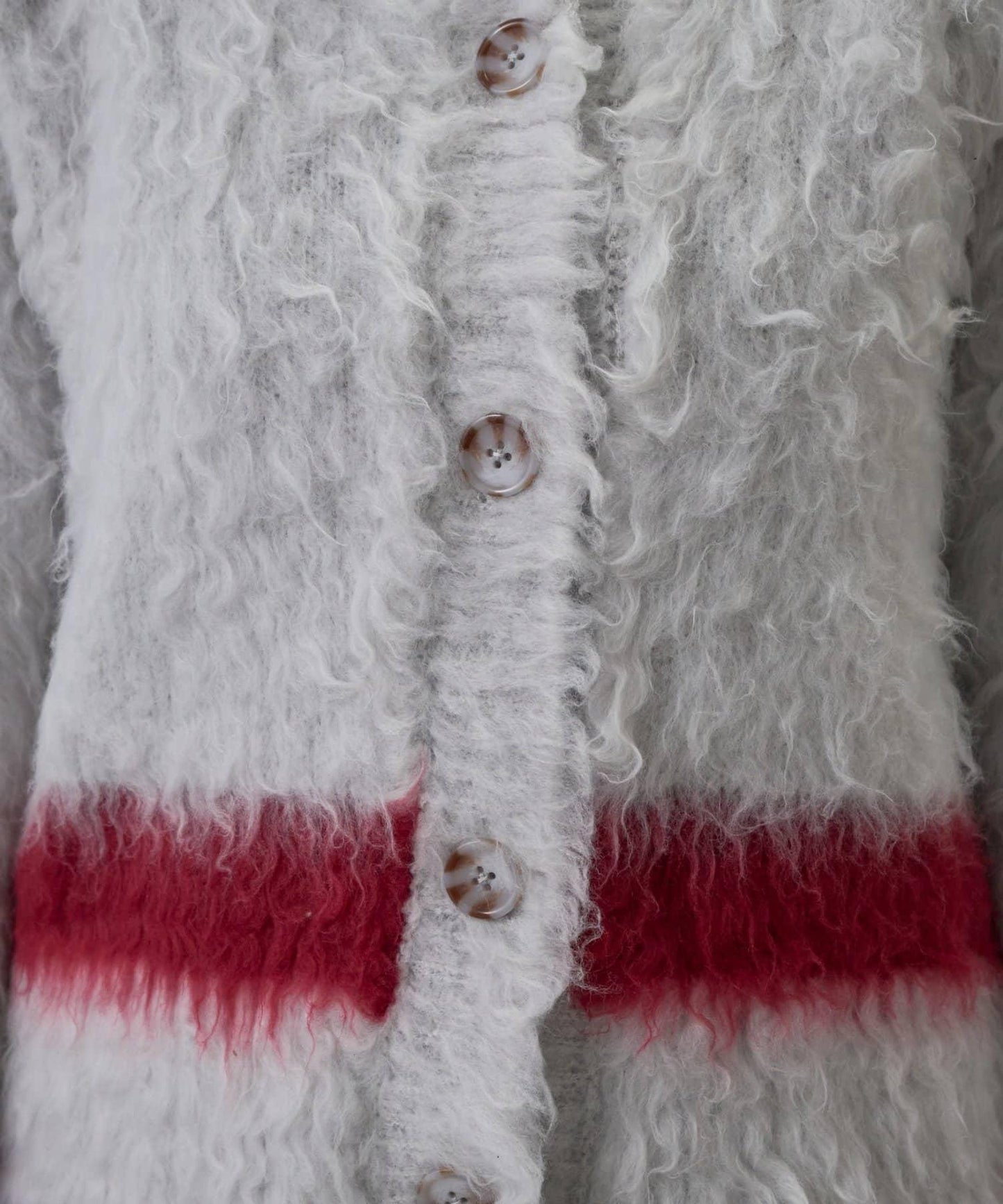 拼色毛邊圓領開衫