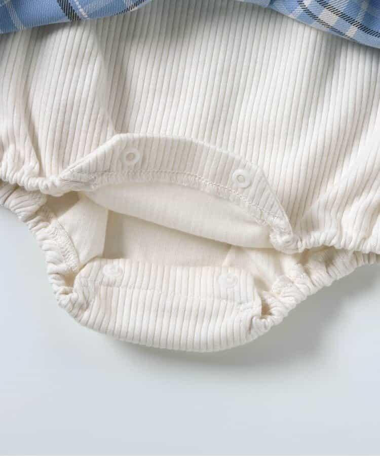 肩帶蝴蝶結格紋連體衣