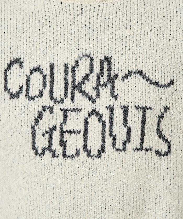 拼色標誌提花長毛針織衫