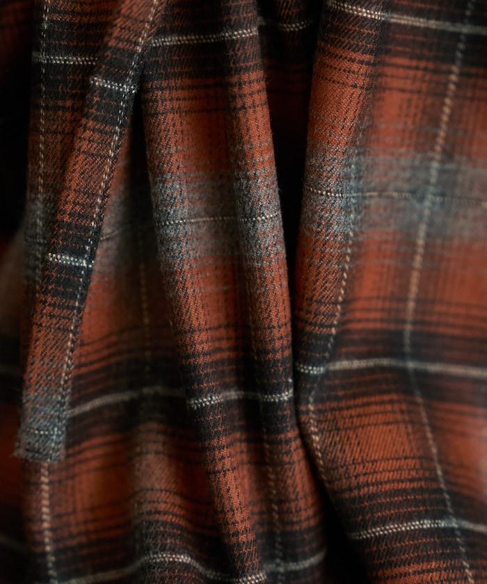 連帽格子襯衫長款上衣