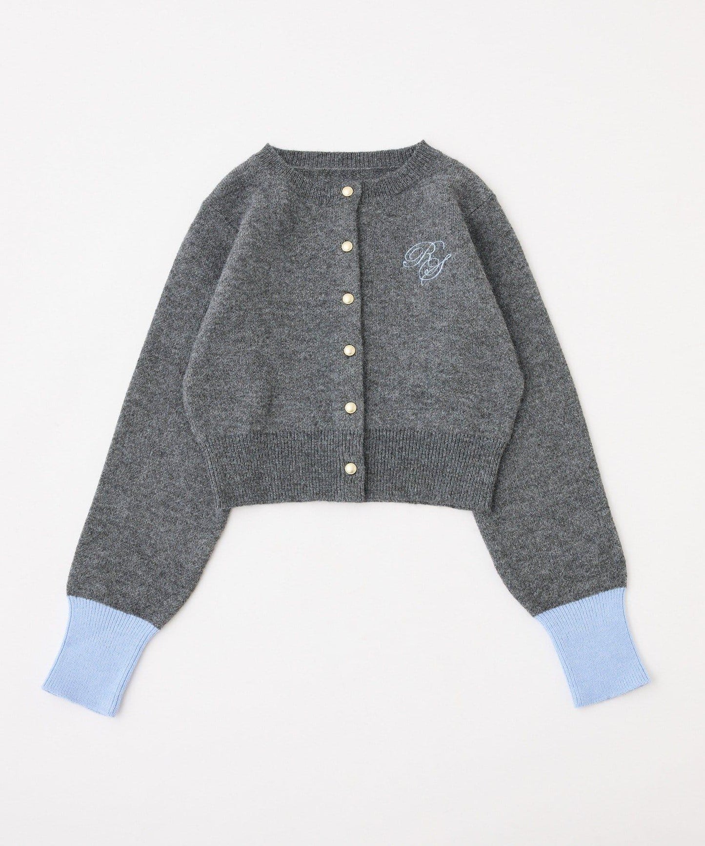 拼色袖部刺繡開衫