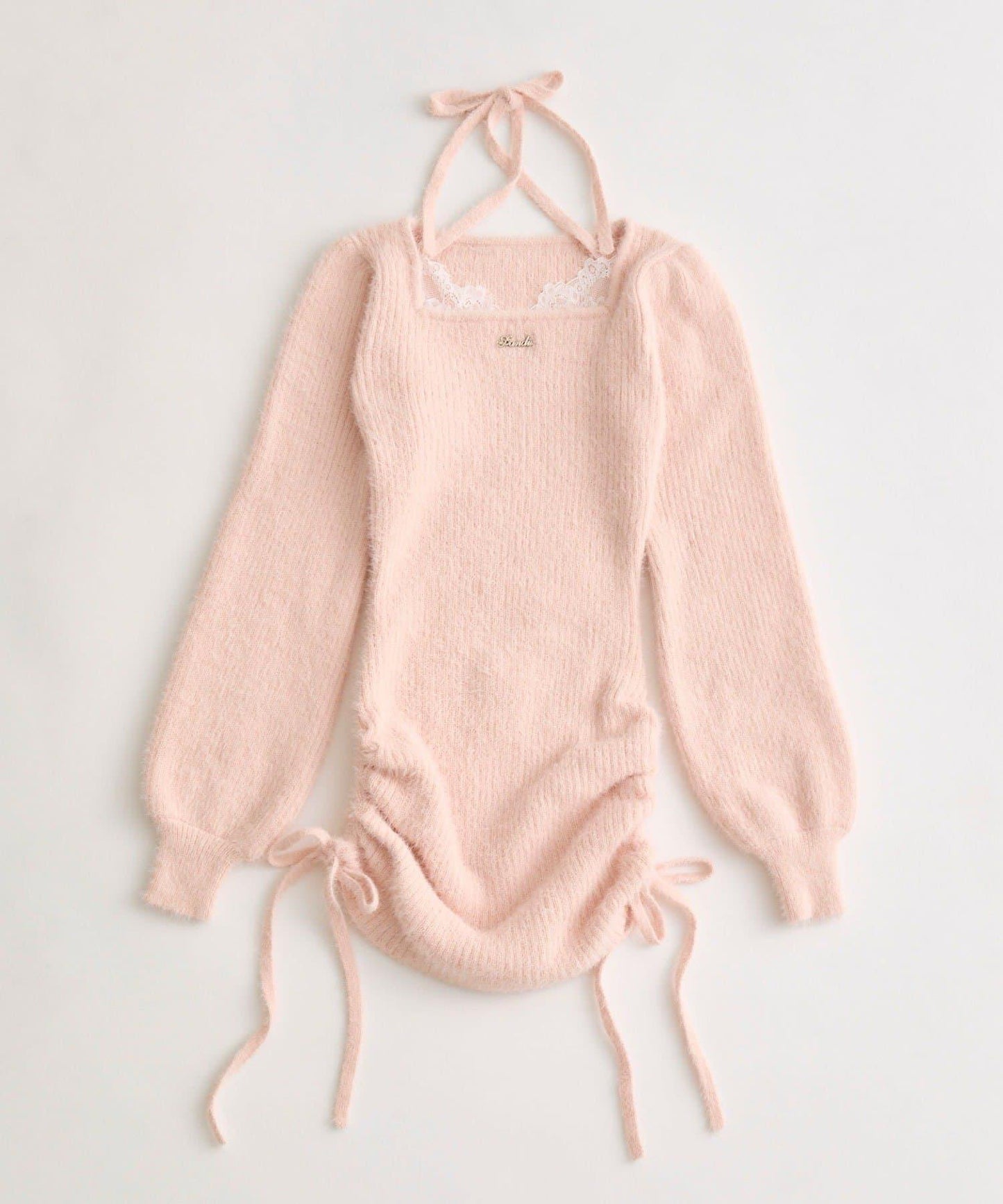 ける企畫 蕾絲飾邊抽繩迷你連衣裙