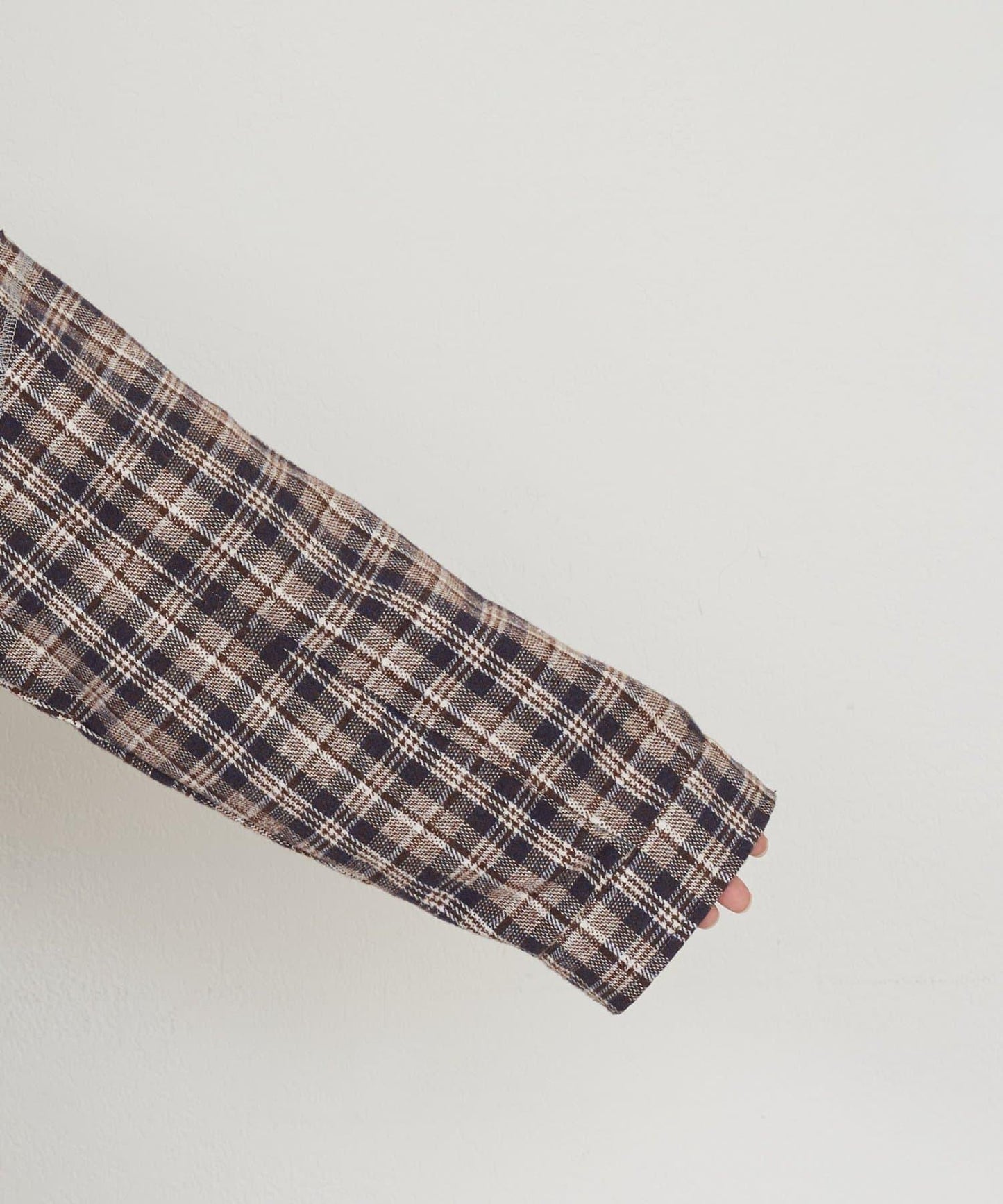 【etsinta/エシンタ】拼接格紋荷葉邊T恤