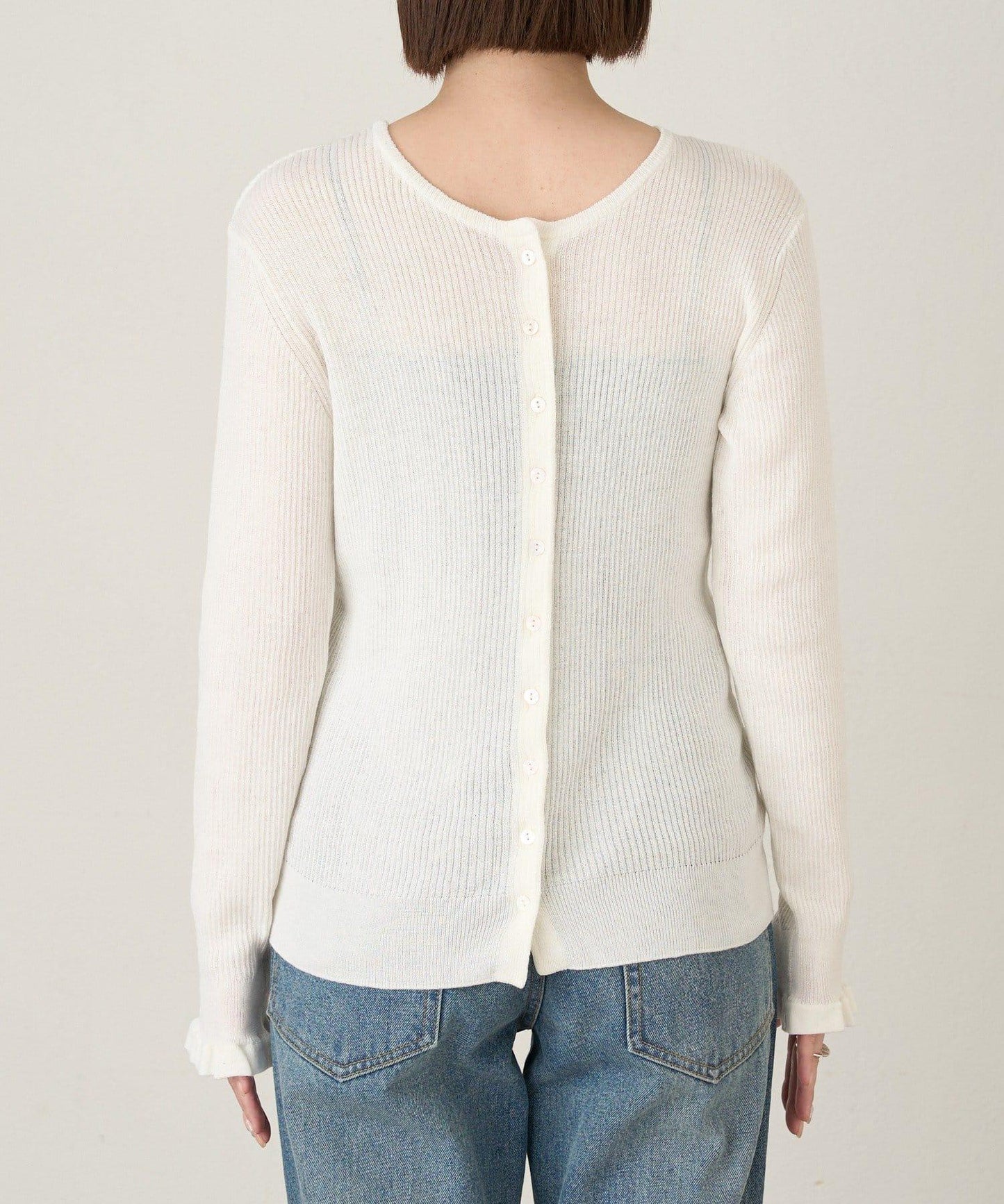 2WAY荷葉邊羅紋針織開衫