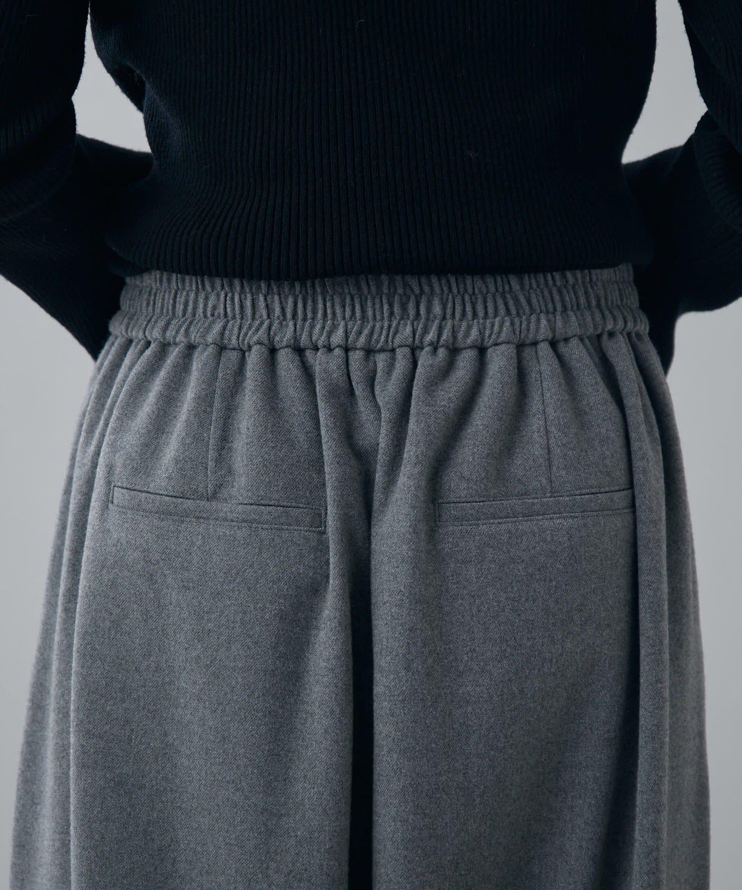 軟法蘭絨2WAY褶皺寬腿褲