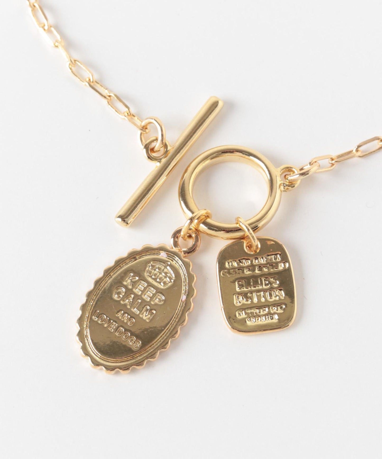 硬幣吊墜T形扣手鍊