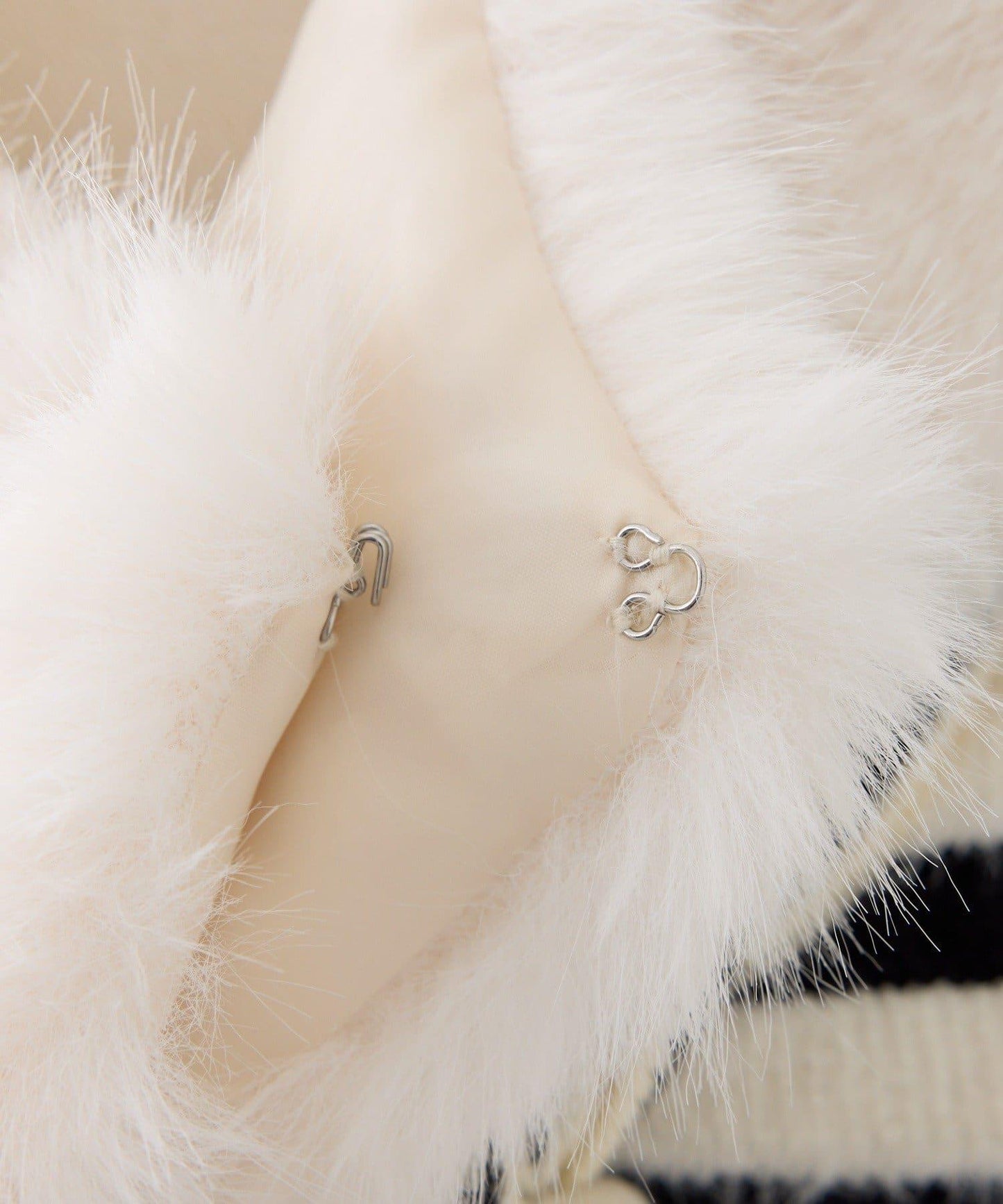 【Seemi.】毛絨翻領條紋開衫