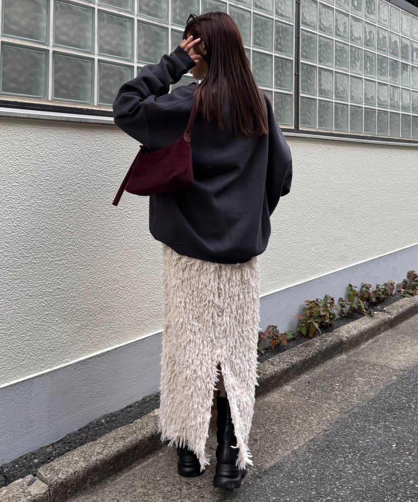 羽毛流蘇中長裙