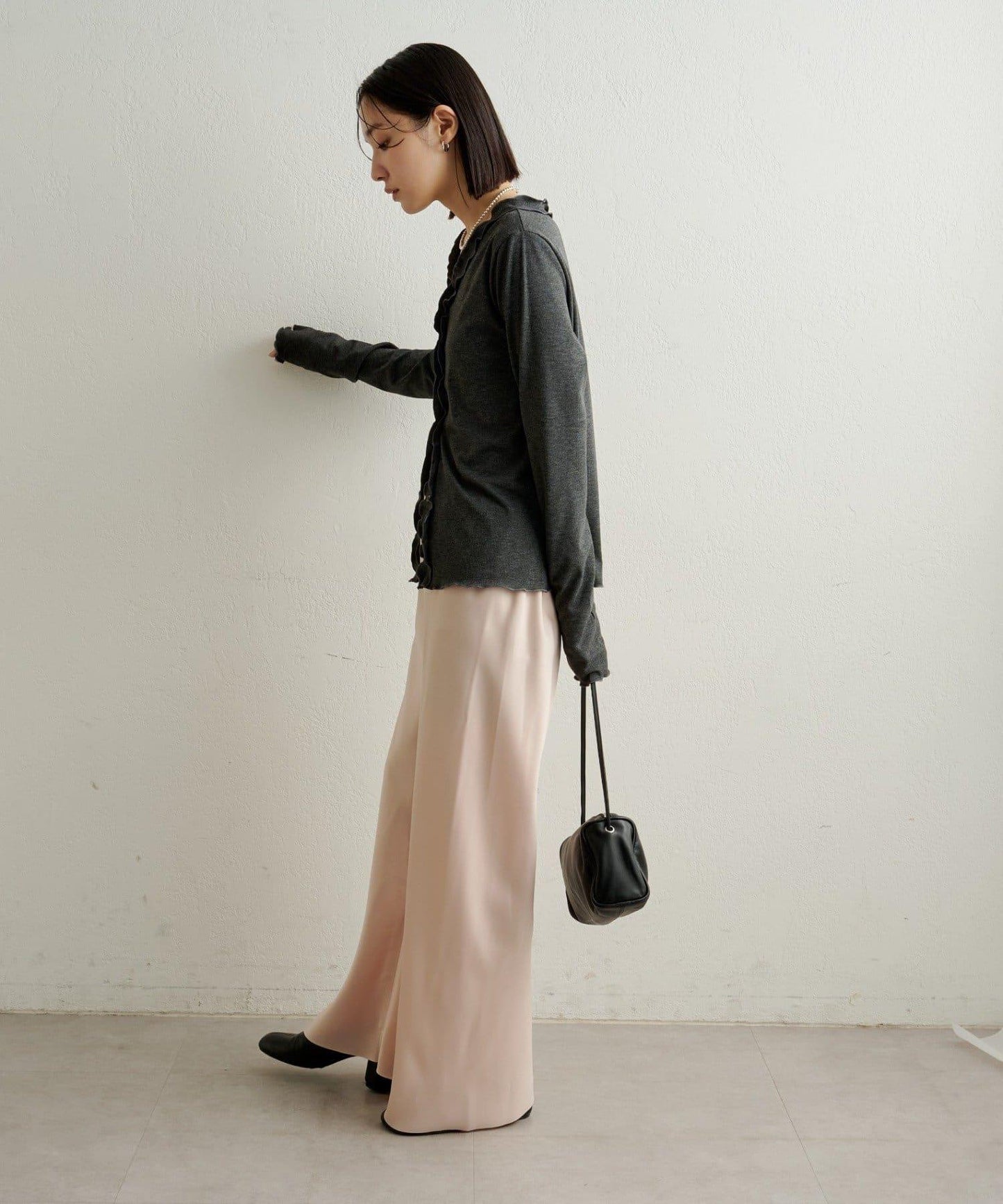 荷葉邊羅紋開衫