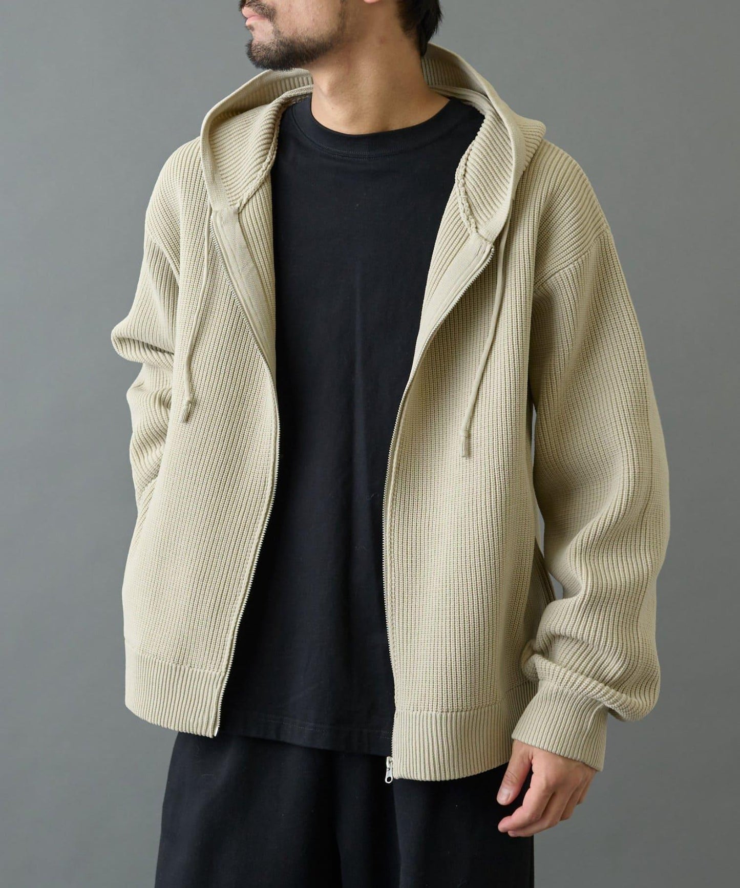 科技針織拉鍊連帽衫