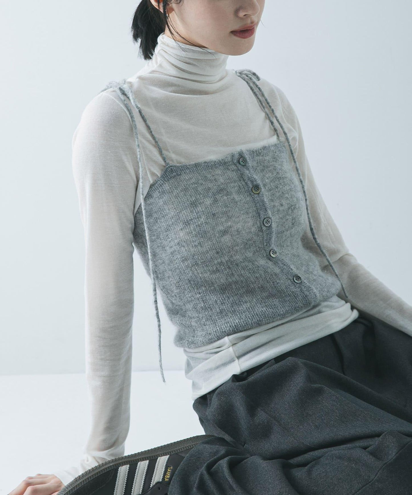 透視馬海毛吊帶背心