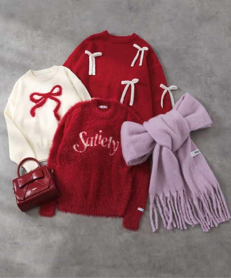 針織蝴蝶結迷你連衣裙