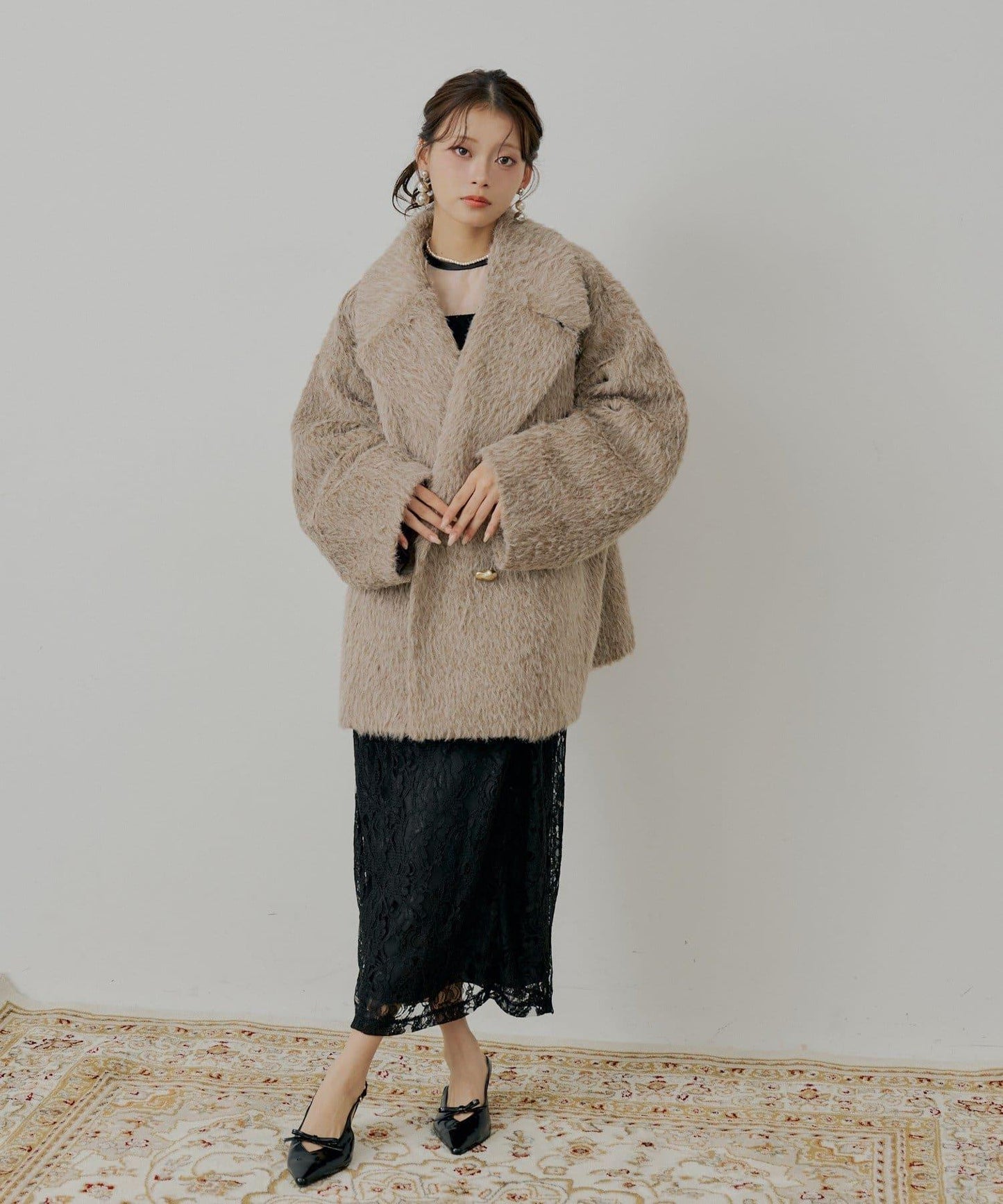 【/SALON by Chico】拼色透視修身長款連衣裙/宴會禮服