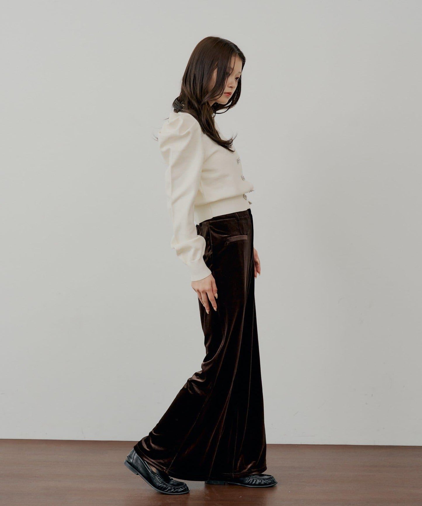 【SALON by Chico】珠飾紐扣泡泡袖設計開衫