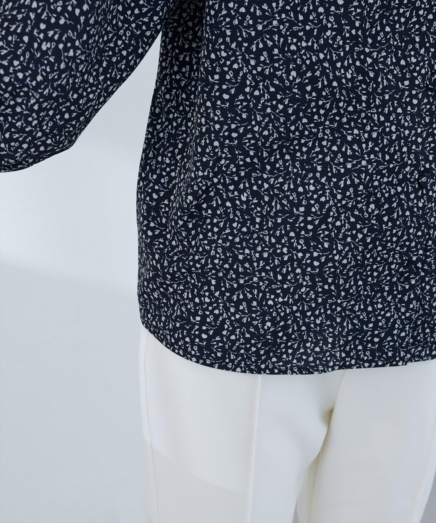 【natural couture】翻領袖口抽褶襯衫