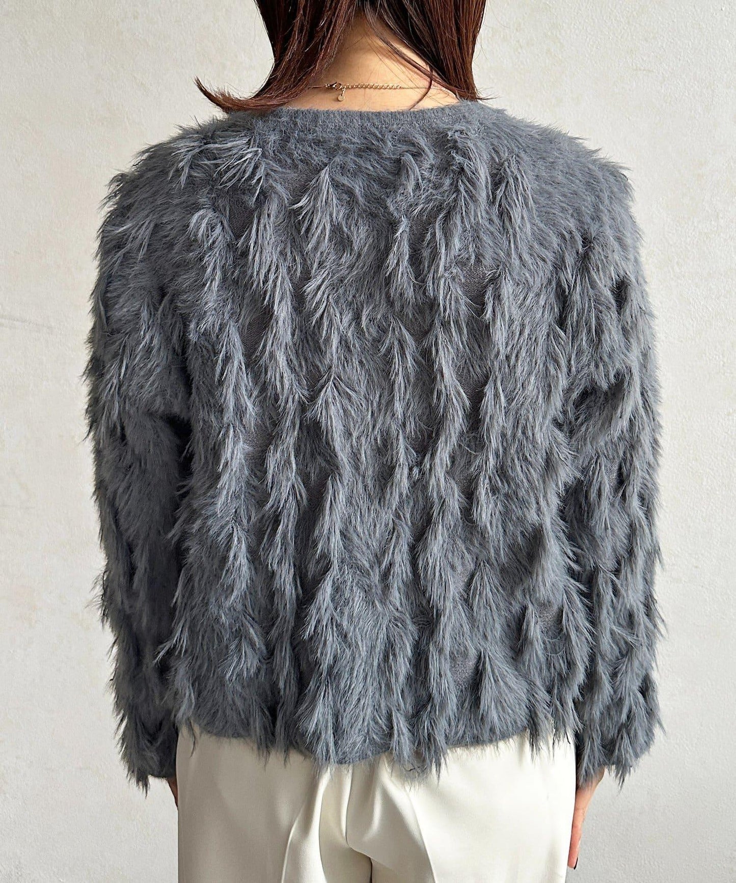 金色紐扣羽毛針織開衫