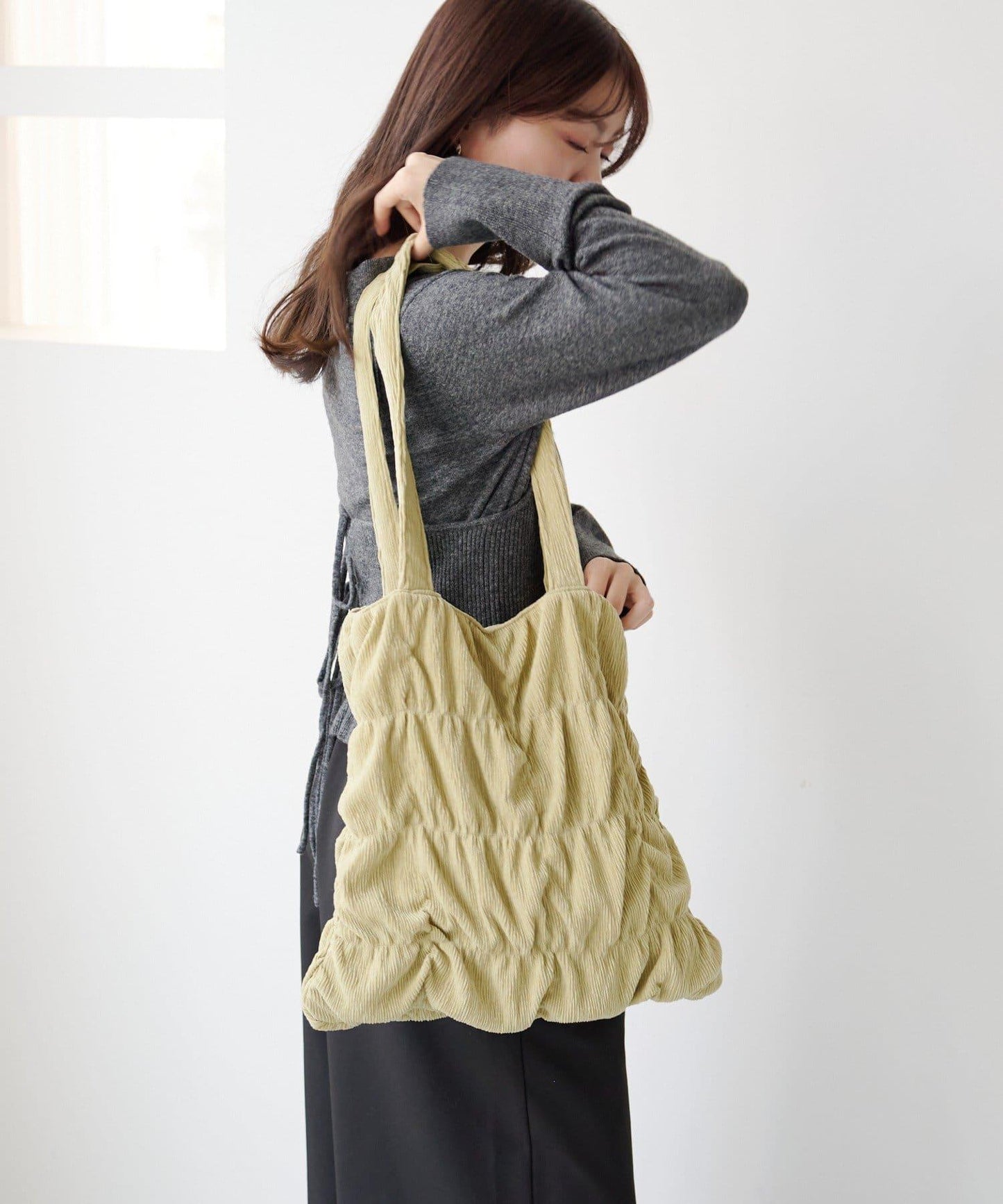 天鵝絨波紋托特包