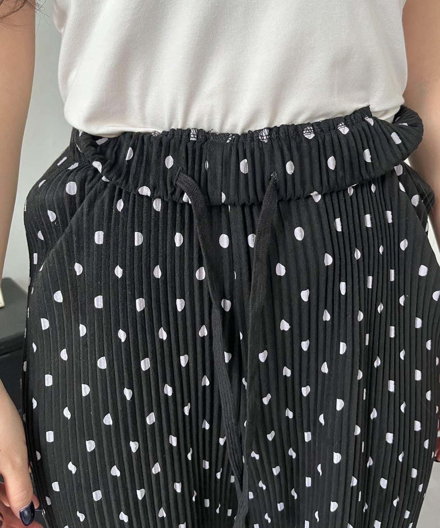 仿麂皮波點百褶褲
