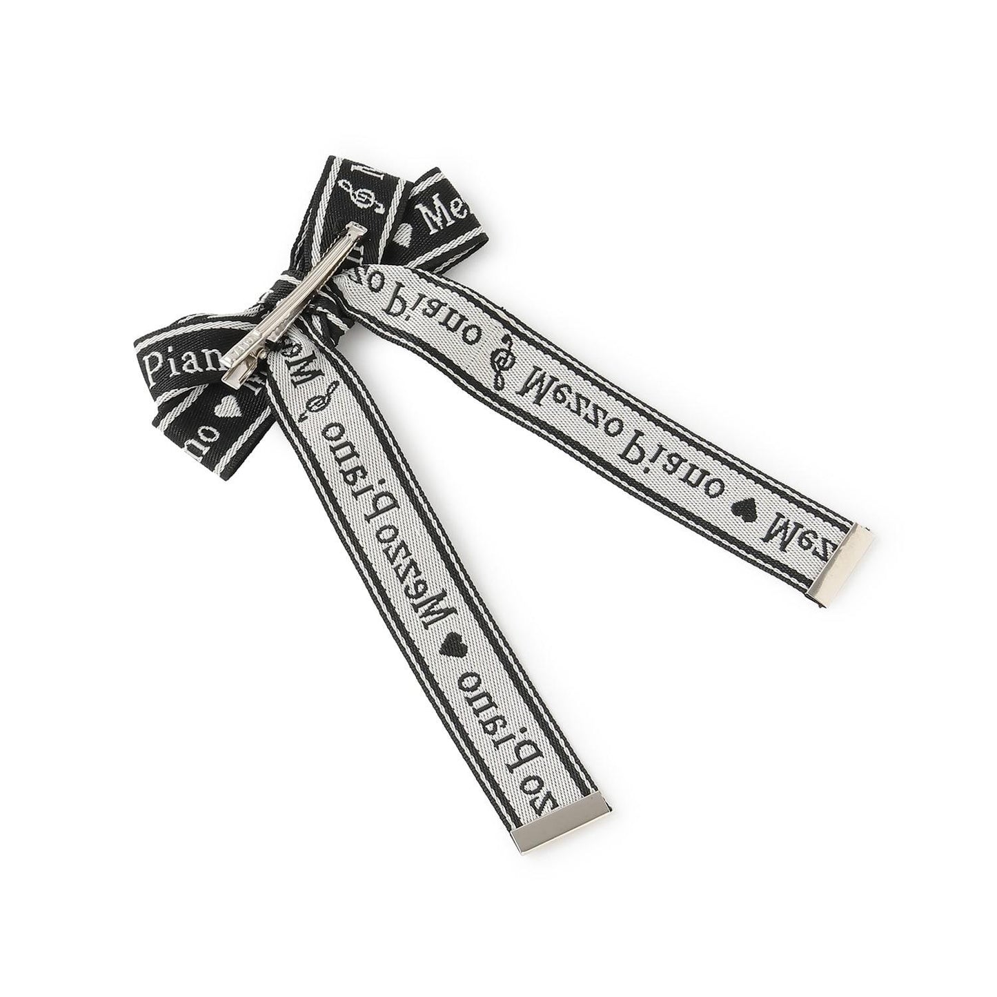 音符圖案提花蝴蝶結髮夾