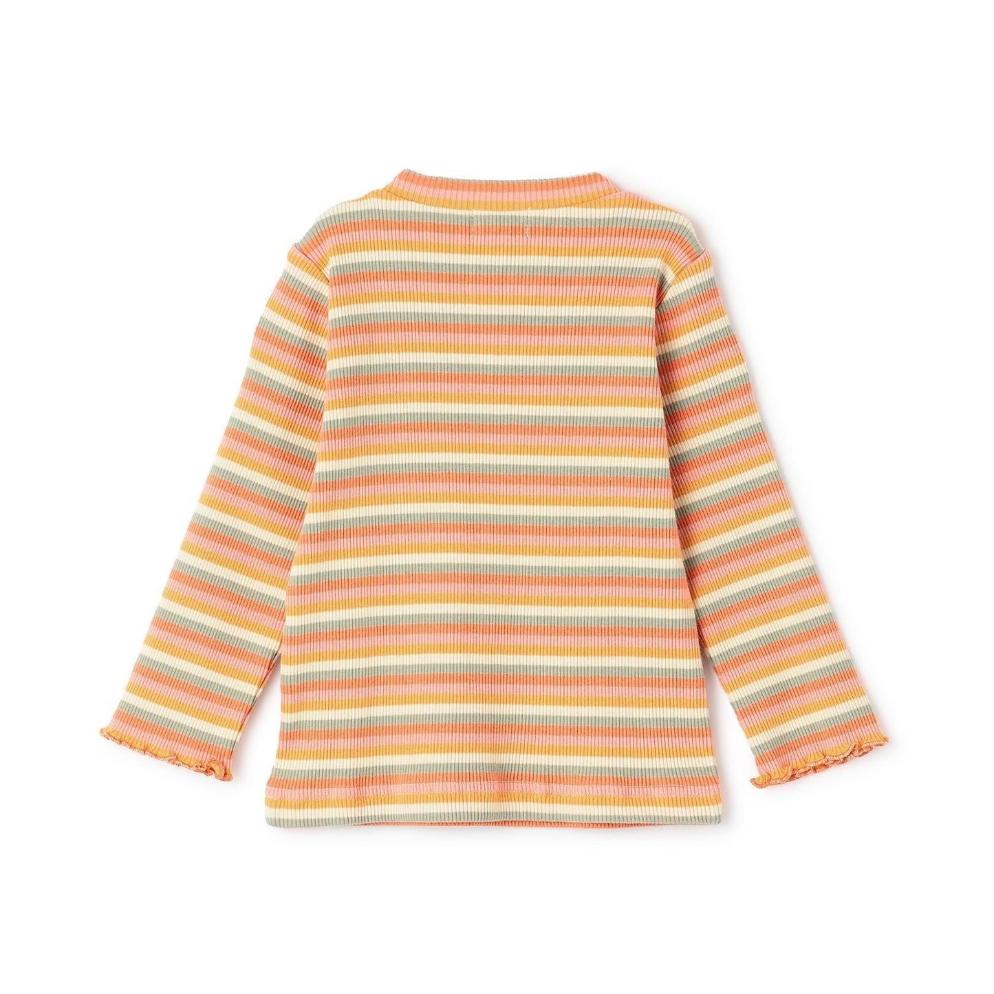 多色條紋羅紋長袖T恤