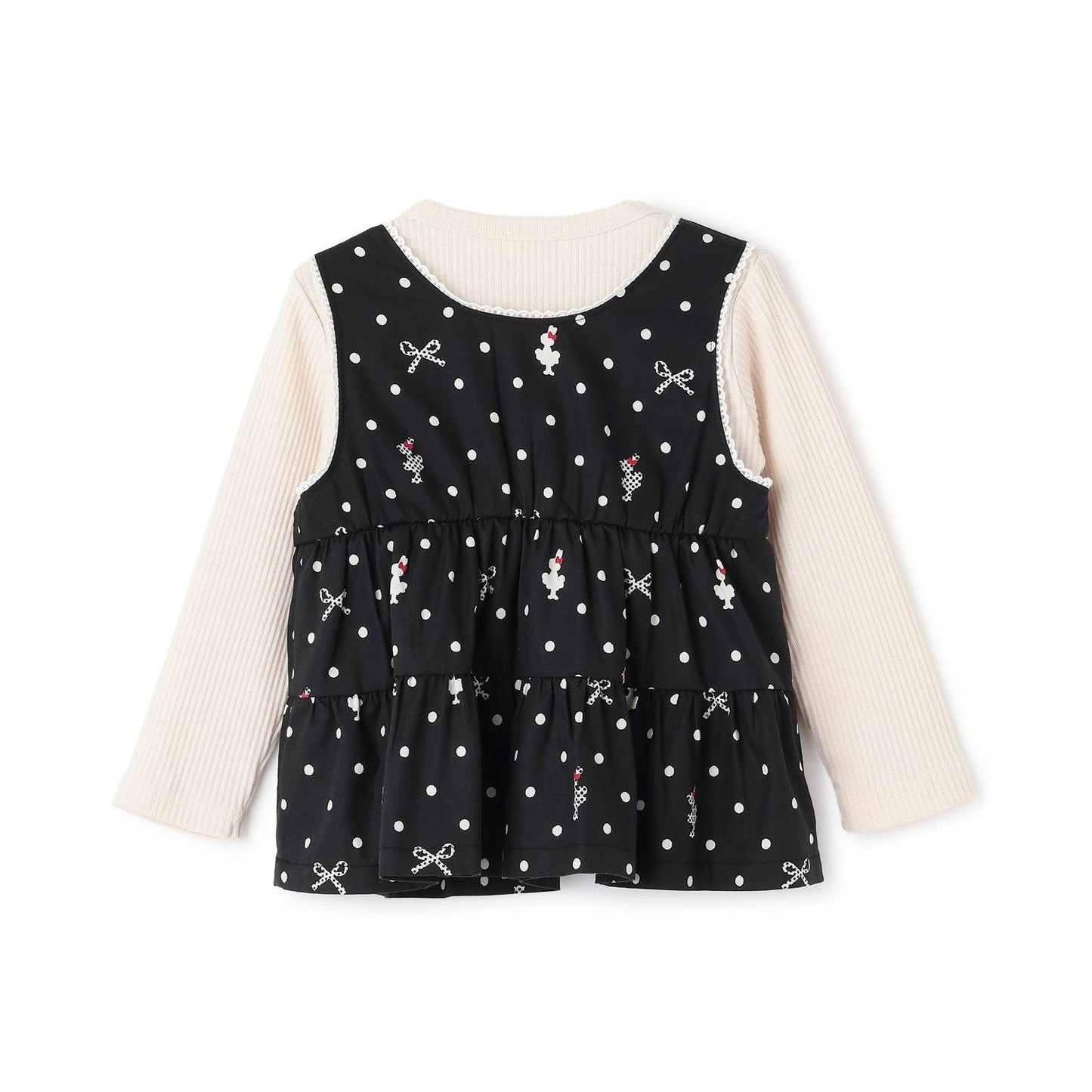 波點蝴蝶結圖案層疊風格長款上衣