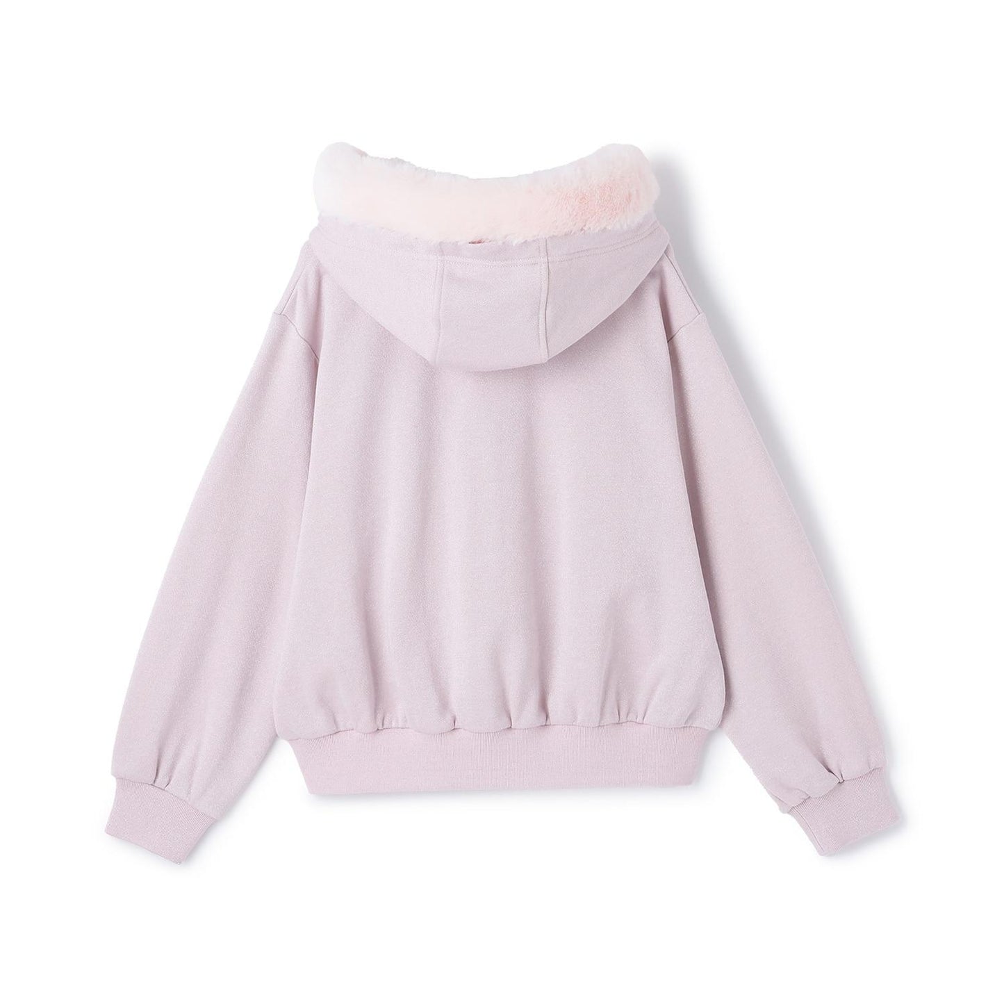 帶仿皮草亮絲內襯拉鍊衛衣