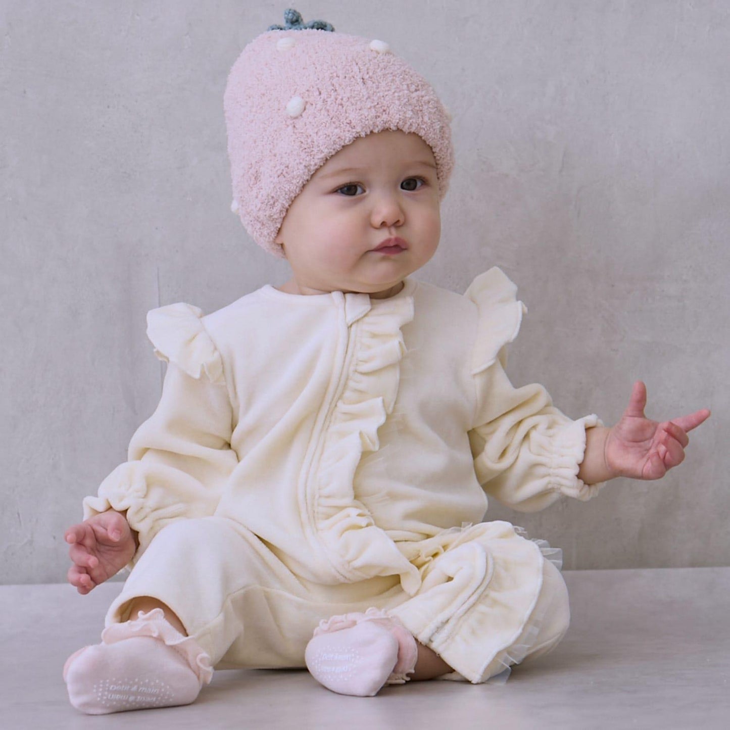 水果棉花糖針織帽