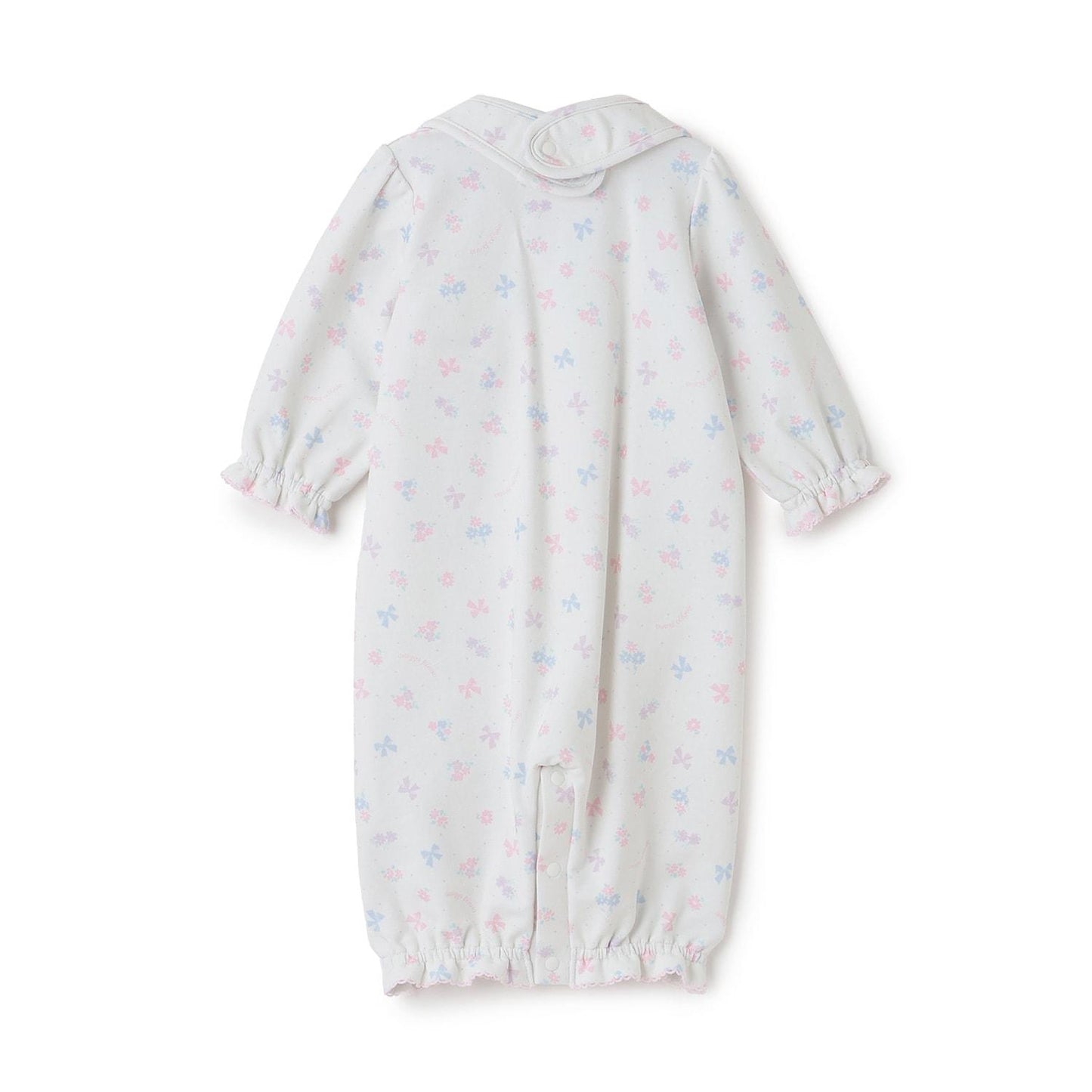 【BOX付】花朵蝴蝶結圖案2用連體衣&圍兜套裝