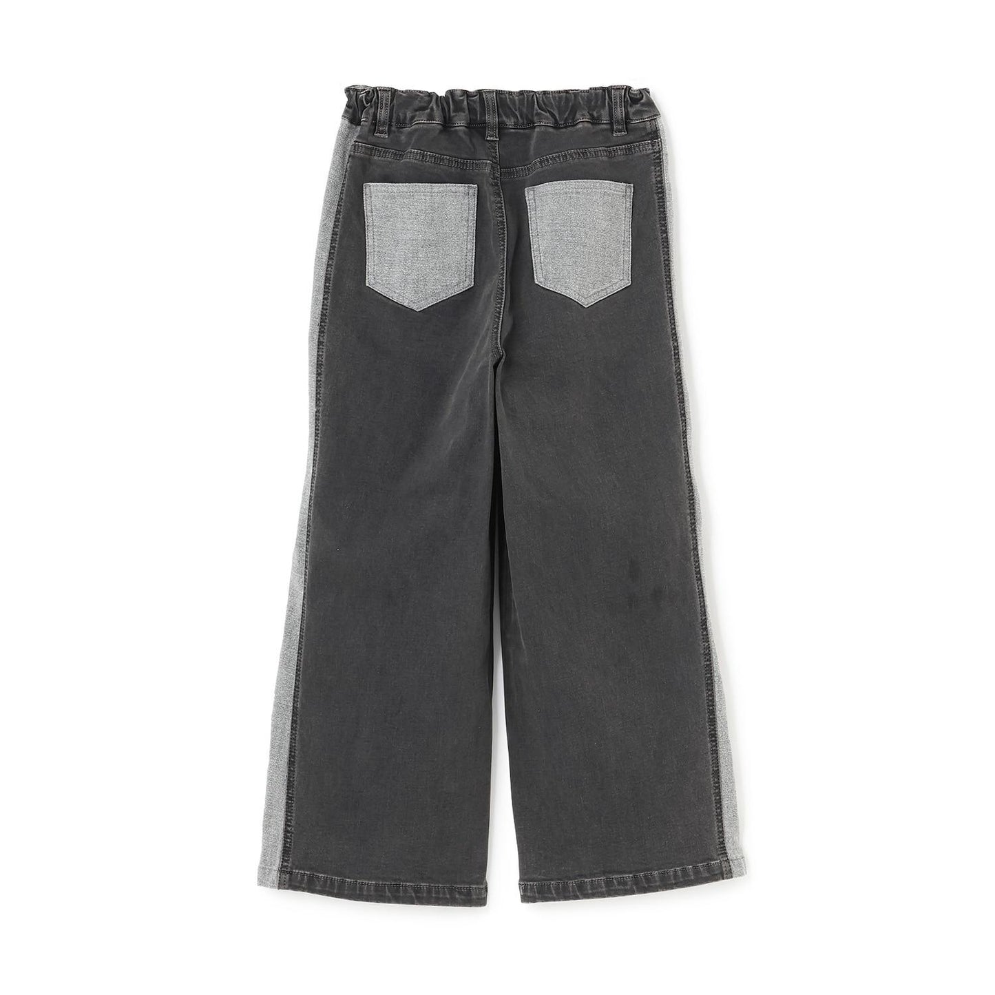 【trois lapins】蝴蝶結刺繡拼色牛仔褲