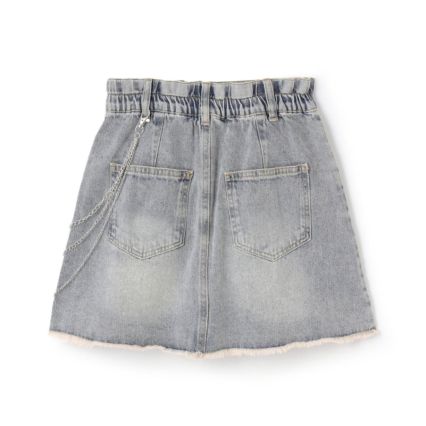 【LTXC】帶鏈條破洞牛仔迷你裙