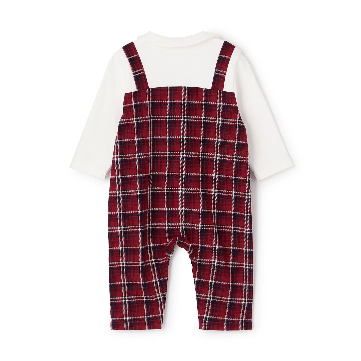 先染格紋疊穿風連體衣