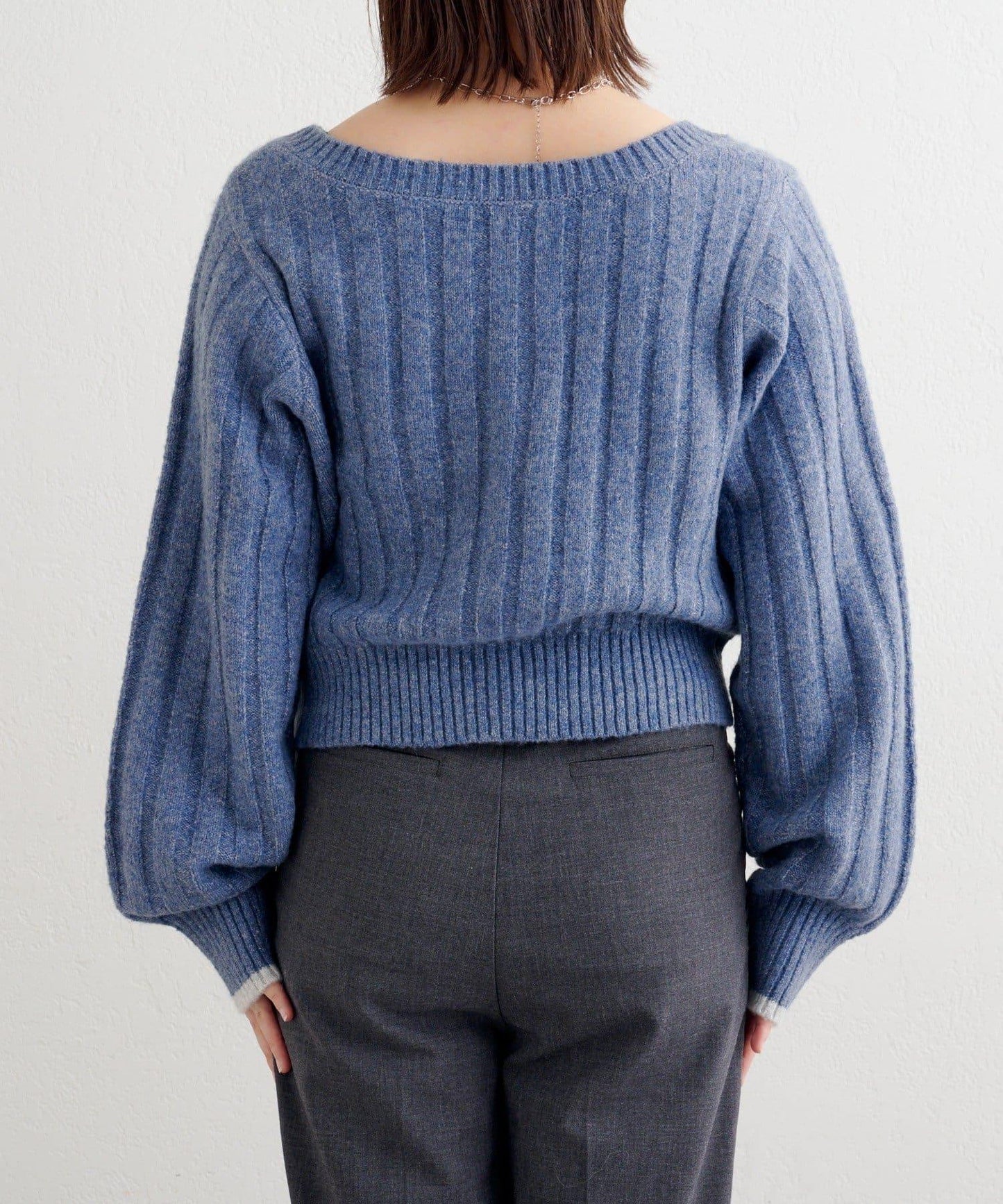 B 寬鬆羅紋針織套頭衫