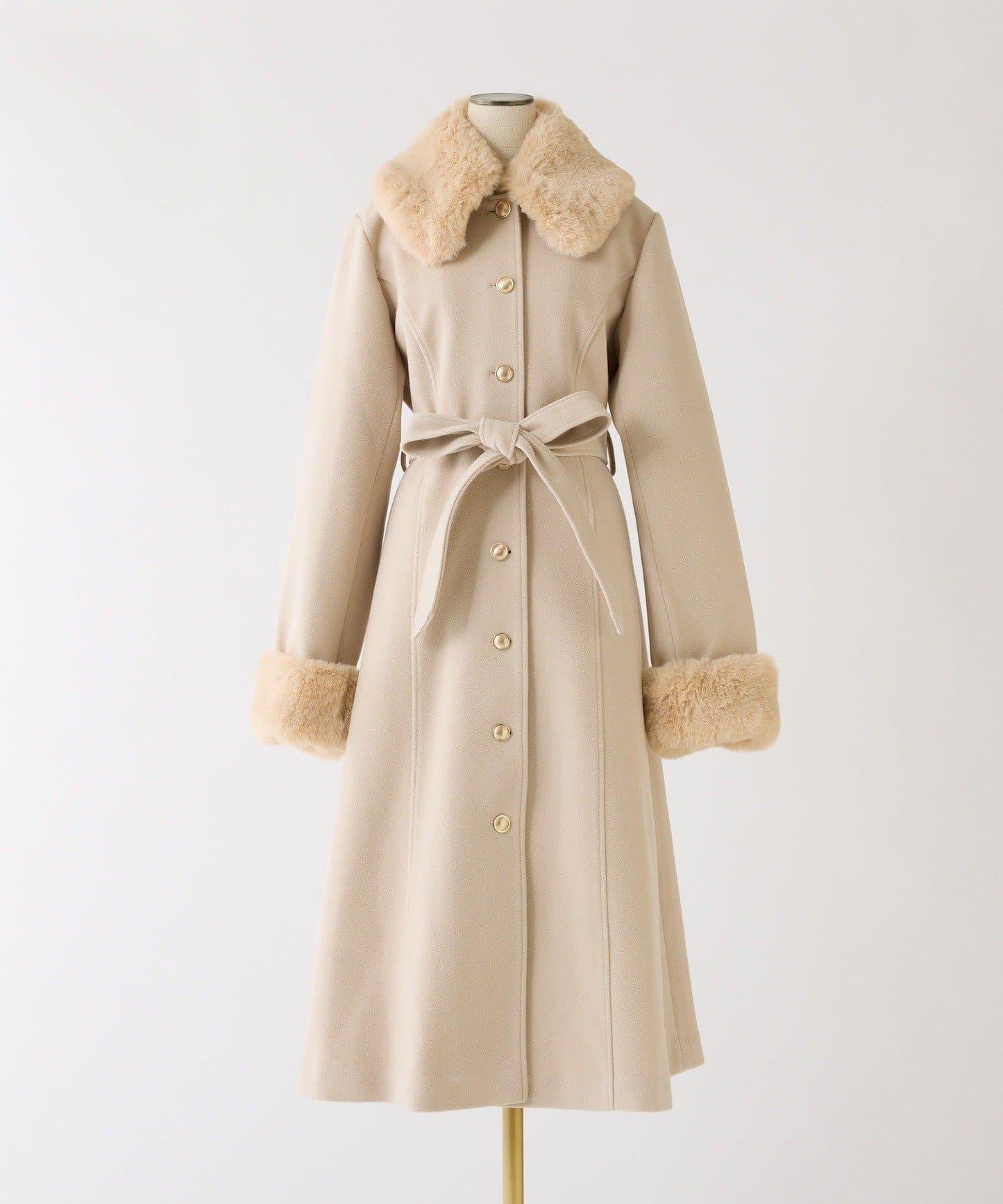 【有尺碼可選】毛領/毛袖多功能蝴蝶結長款大衣