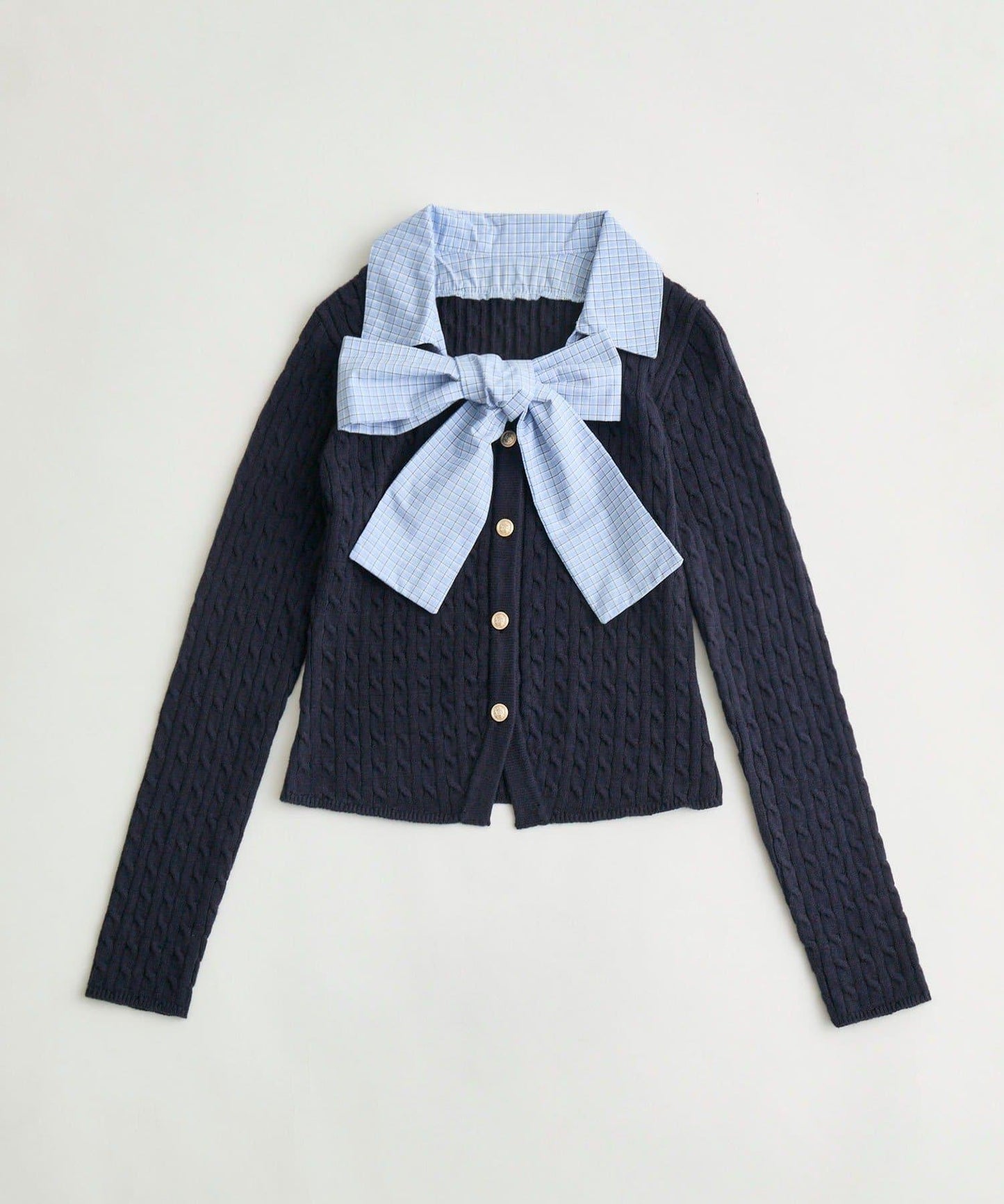 麻花領結針織衫