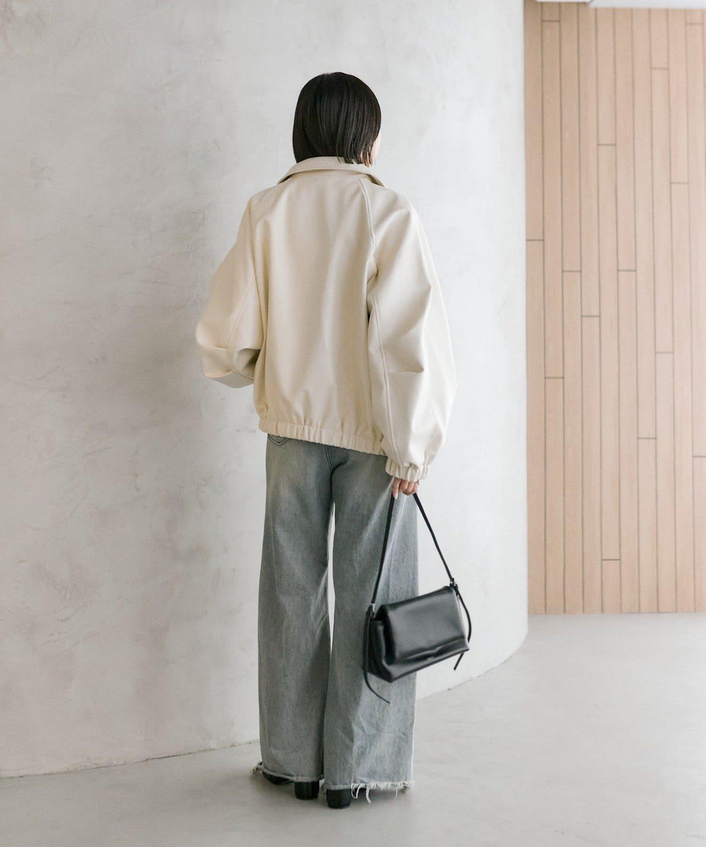 【推薦成套穿著◎】泡泡袖仿皮夾克