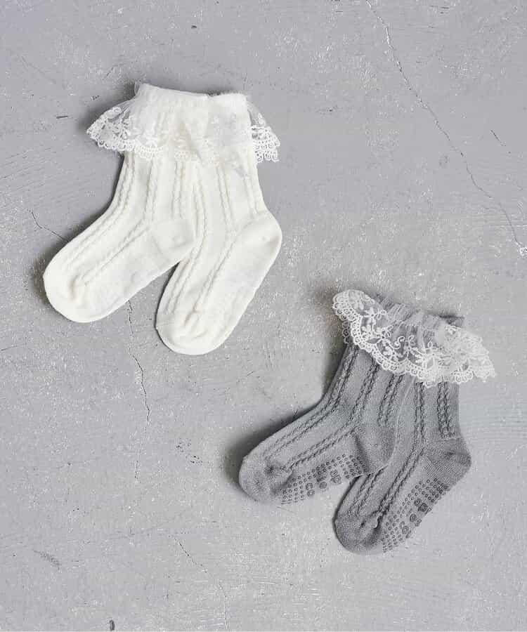 波浪花邊蕾絲襪