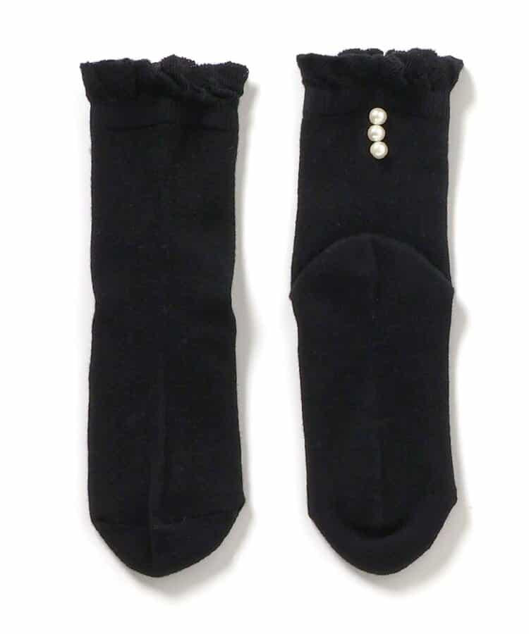 珍珠裝飾圓領襪
