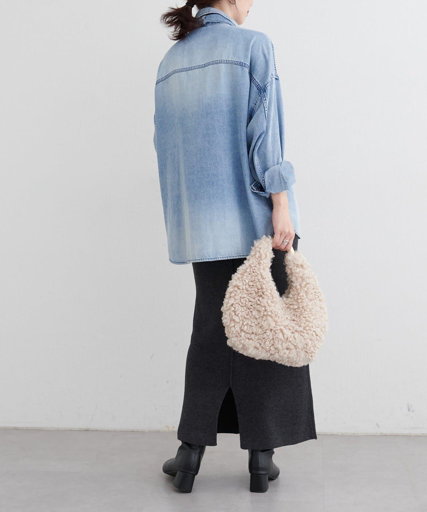 羊絨感羅紋針織半身裙