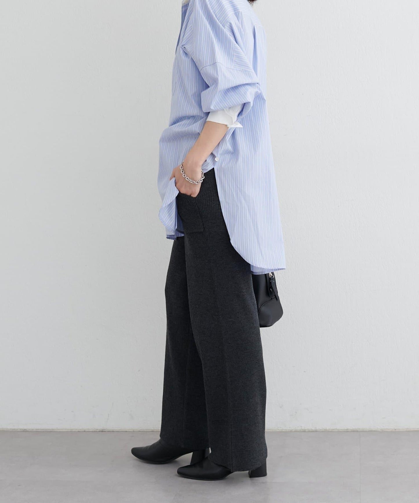 羊絨觸感羅紋針織褲