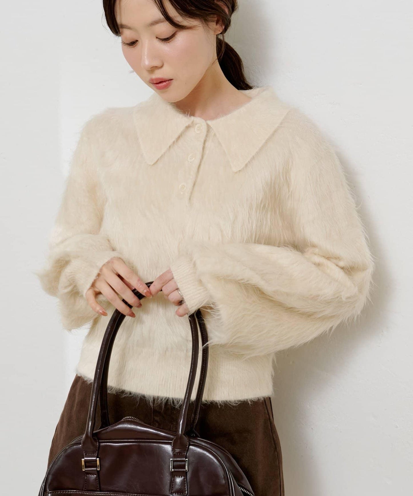 【4色可選/官網限定色】長毛絨翻領針織衫