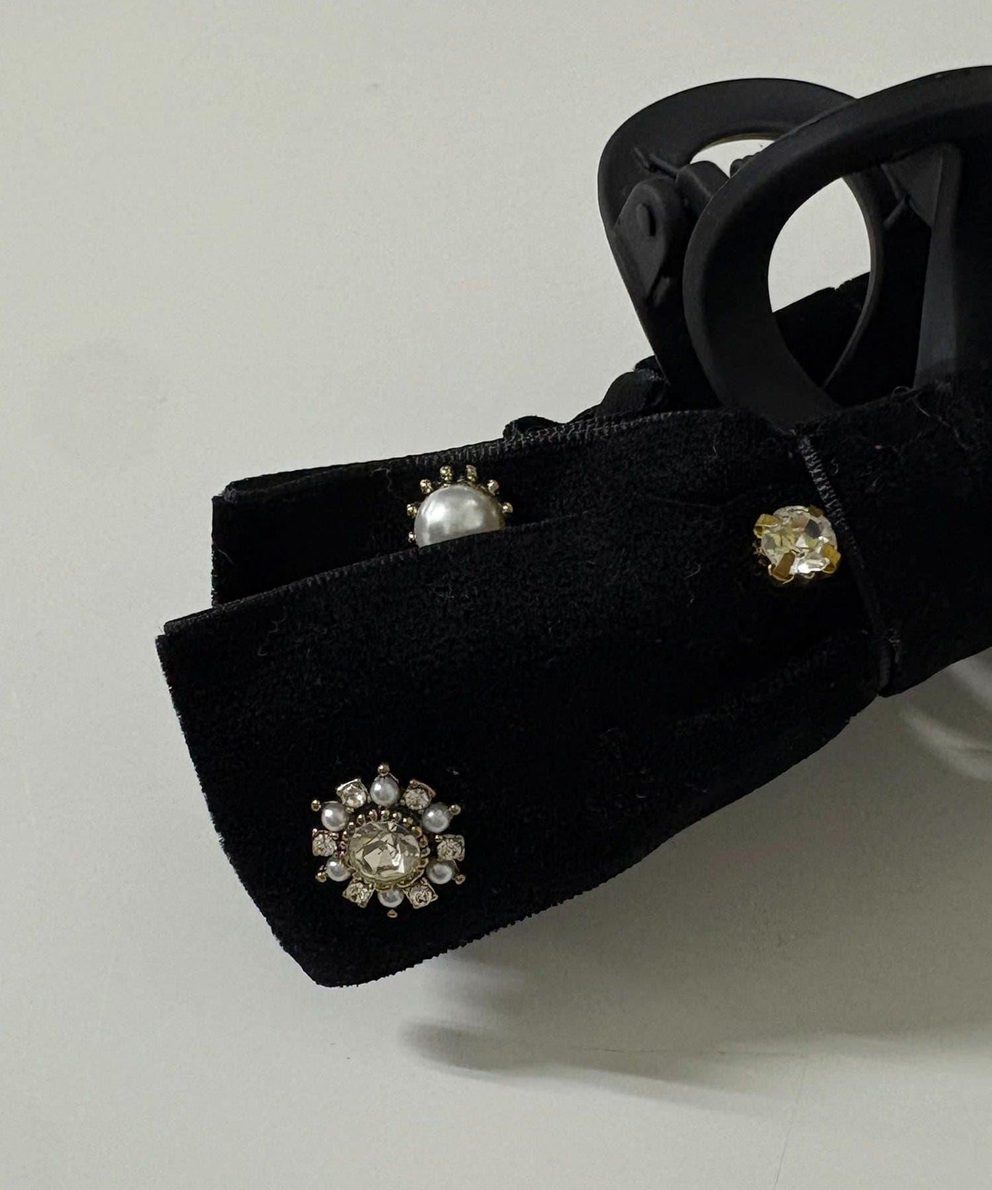 GOLDY 天鵝絨蝴蝶結水鑽髮箍