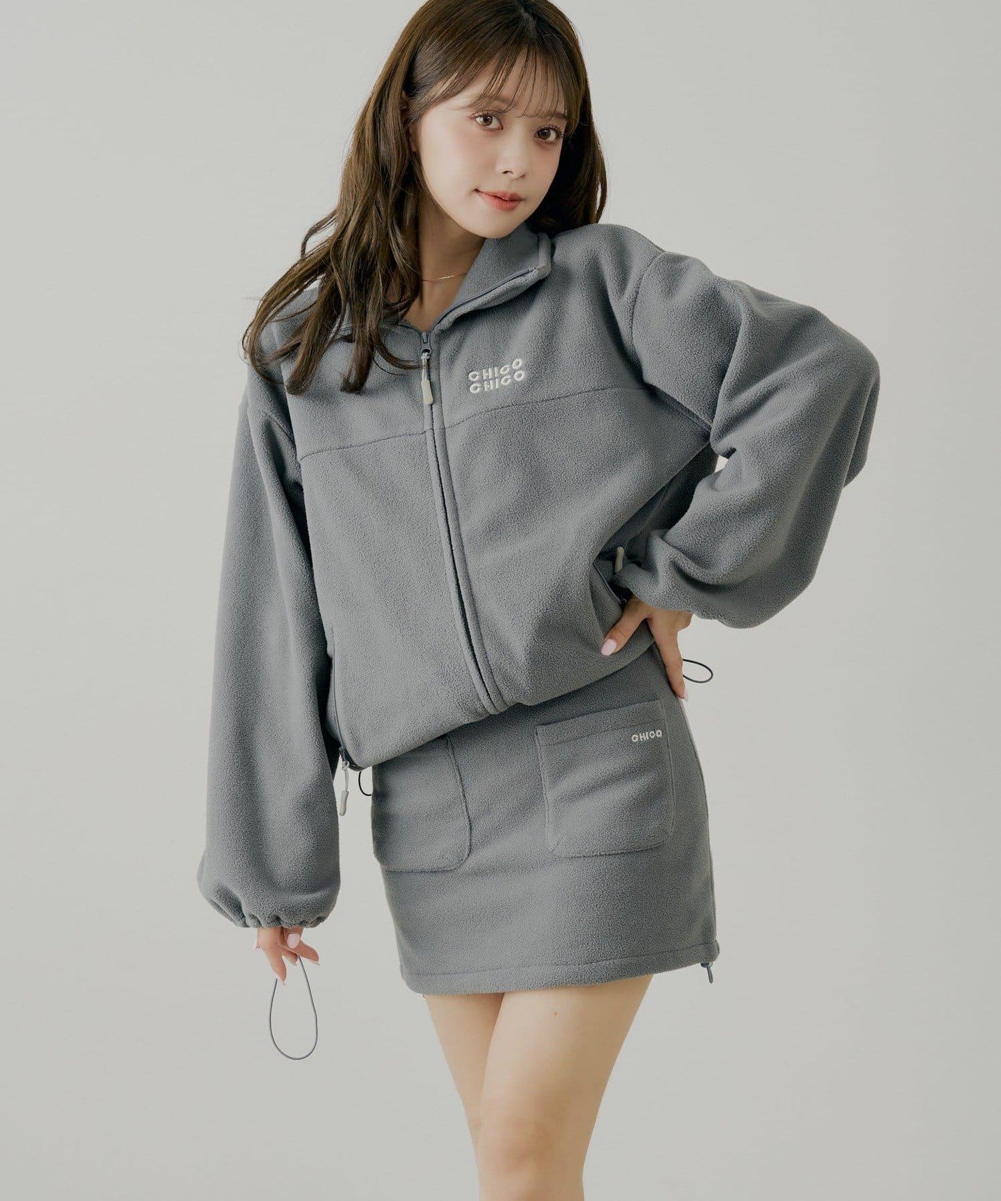 【Chico】羊羔絨A字迷你裙