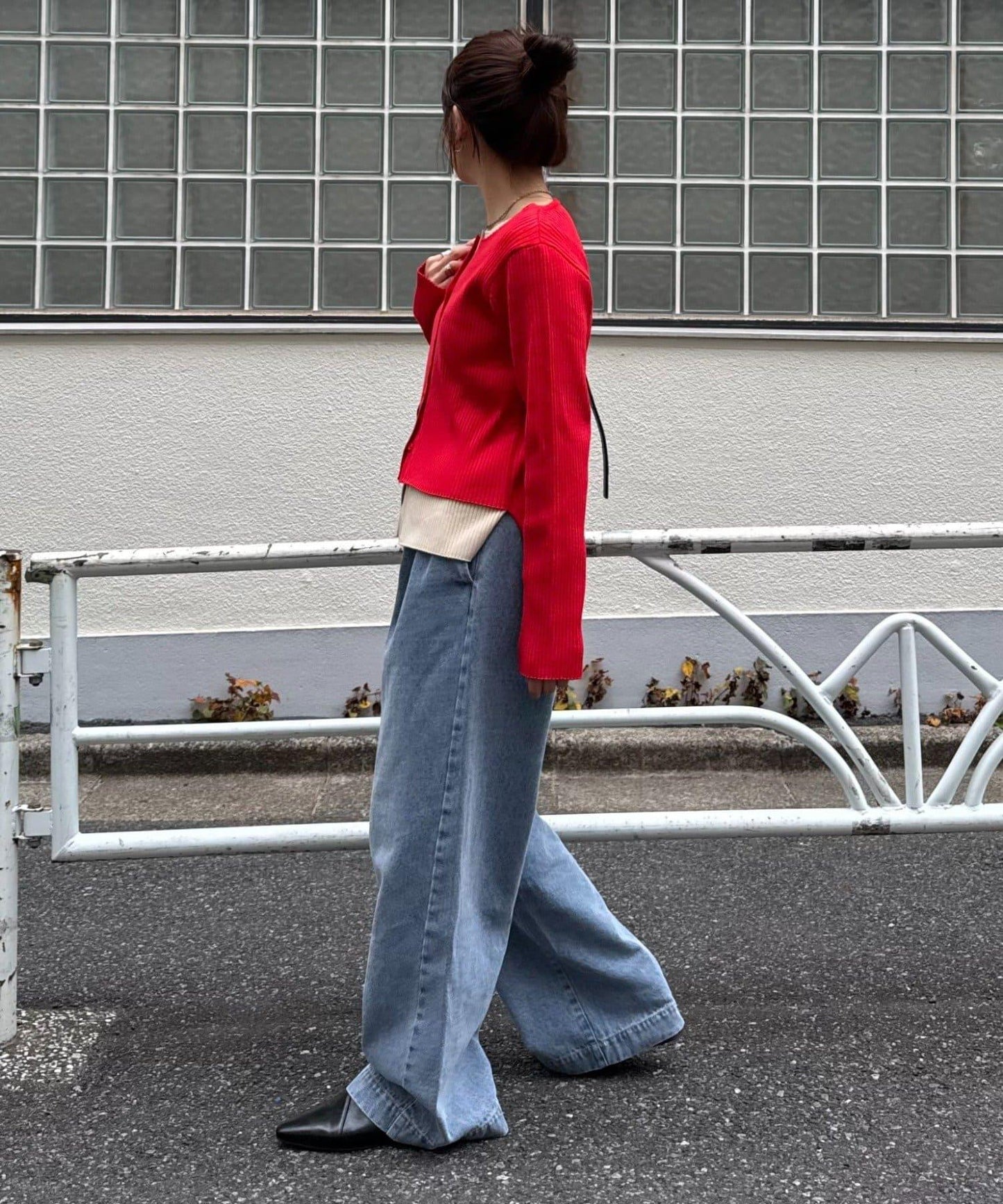 拼接配色多穿法羅紋針織開衫