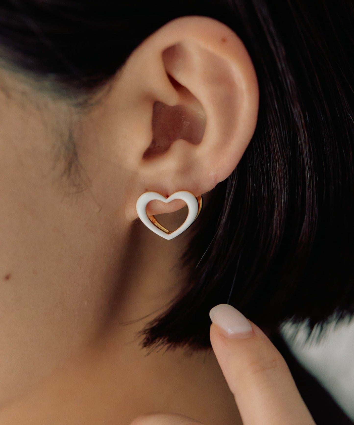 愛心夾心耳環