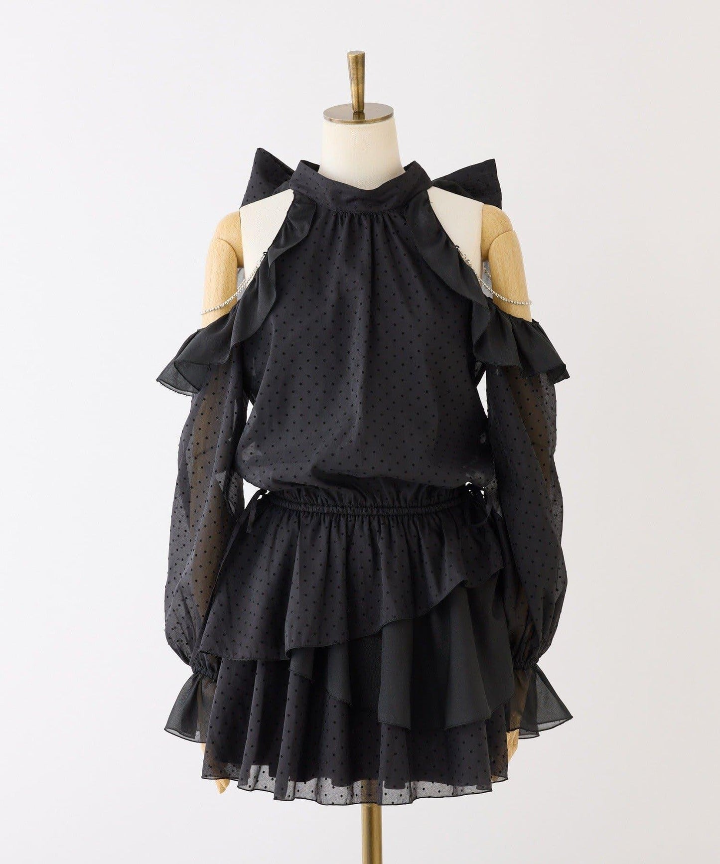 肩部珠飾無袖背心長款上衣